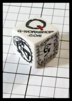 Dice : Dice - 6D - Q Workshop Promo Die with 5 Styled Faces and One Logo with Red Hash Mark - Gen Con Aug 2013